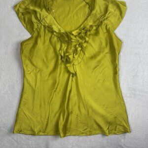 Green Ruffled Sleeveless Blouse Women's